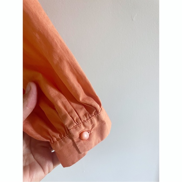 Vintage Peach Peter Pan Collar Button up Blouse 3/4 Sleeves Size M - Picture 5 of 8